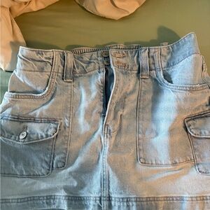 American Eagle Outfitters Light Blue Denim Skirt with Cargo Pockets